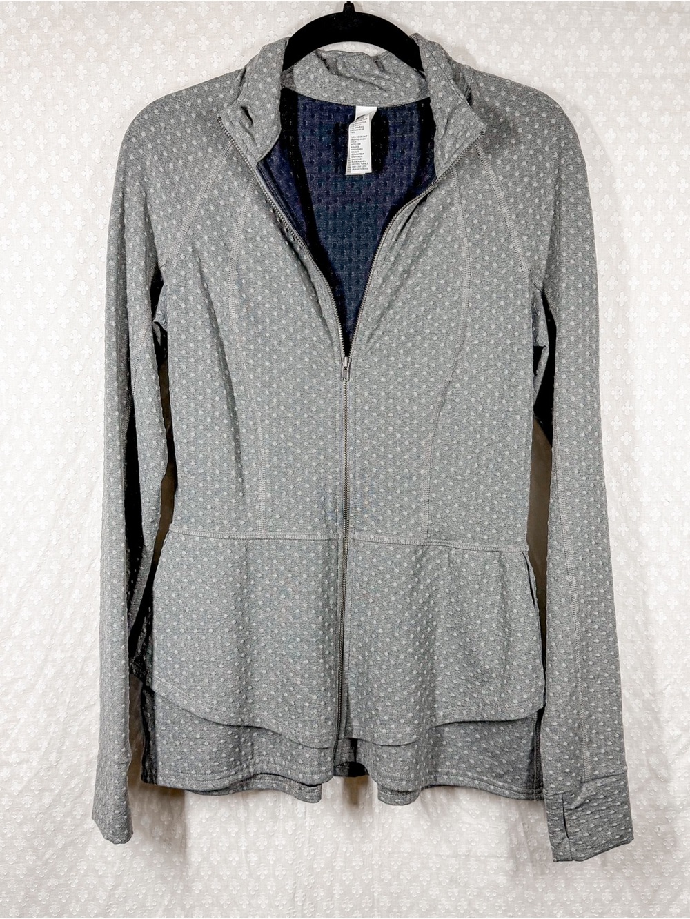 Anthropologie Pure‎ + Good Grey Dot Embroidered Tiered Zip Up Jacket